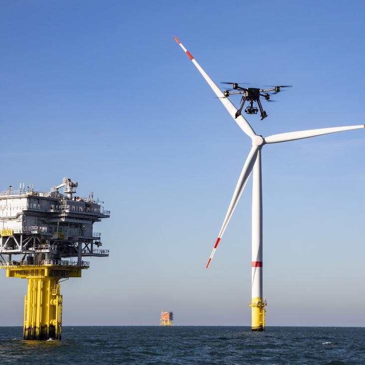Test drones voor O&M and critische operaties @ Rentel Offshore Wind Farm!